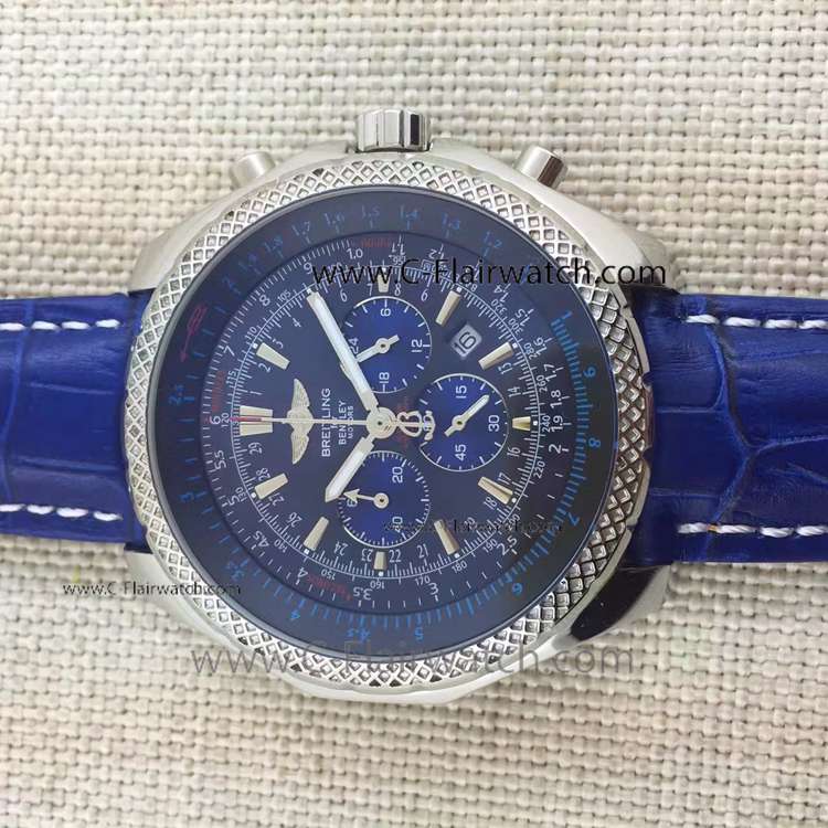 Breitling Bentley Motors Blue Leather SS Watch 46mm Men Copy wat